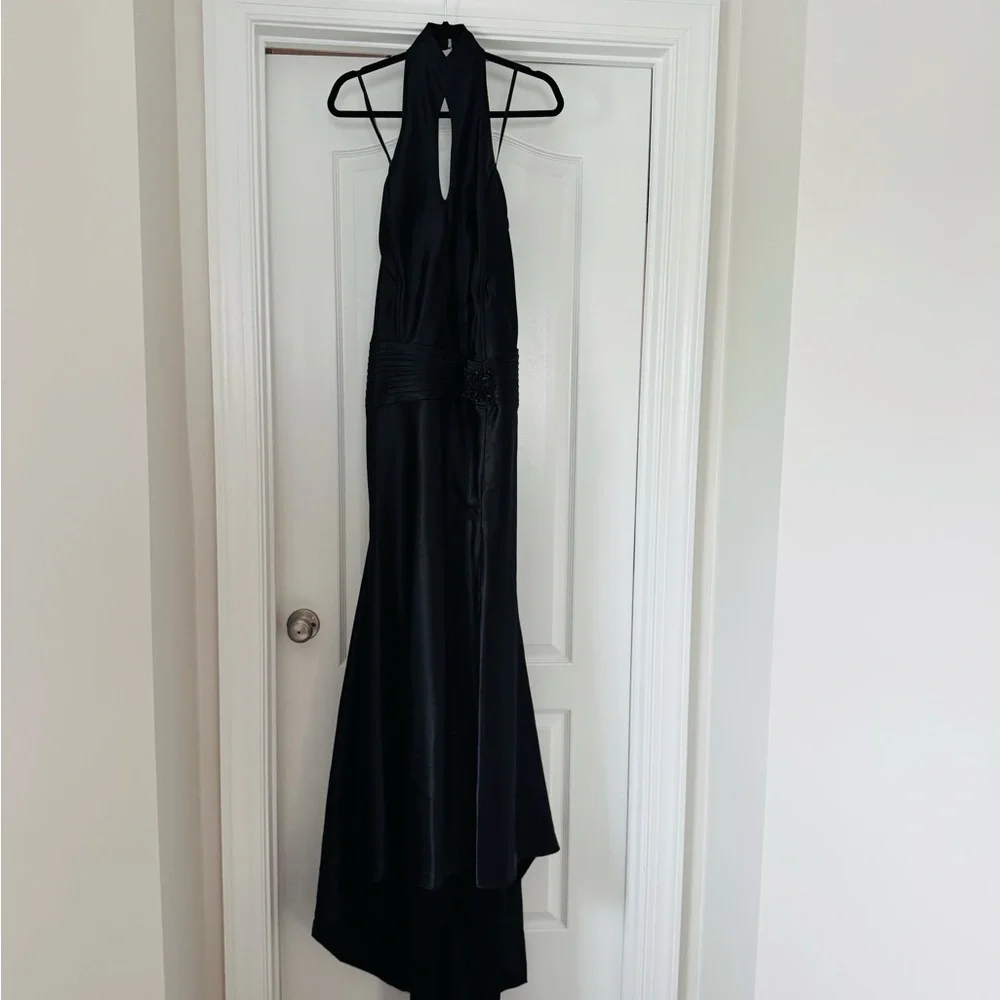 Black Halter Formal Prom Gown - Picture 4 of 12